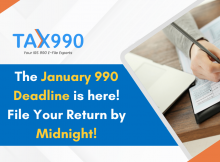 Today is the January 990 filing deadline! File by midnight to avoid penalties!