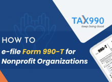 E-filing Form 990-T for nonprofit organizations